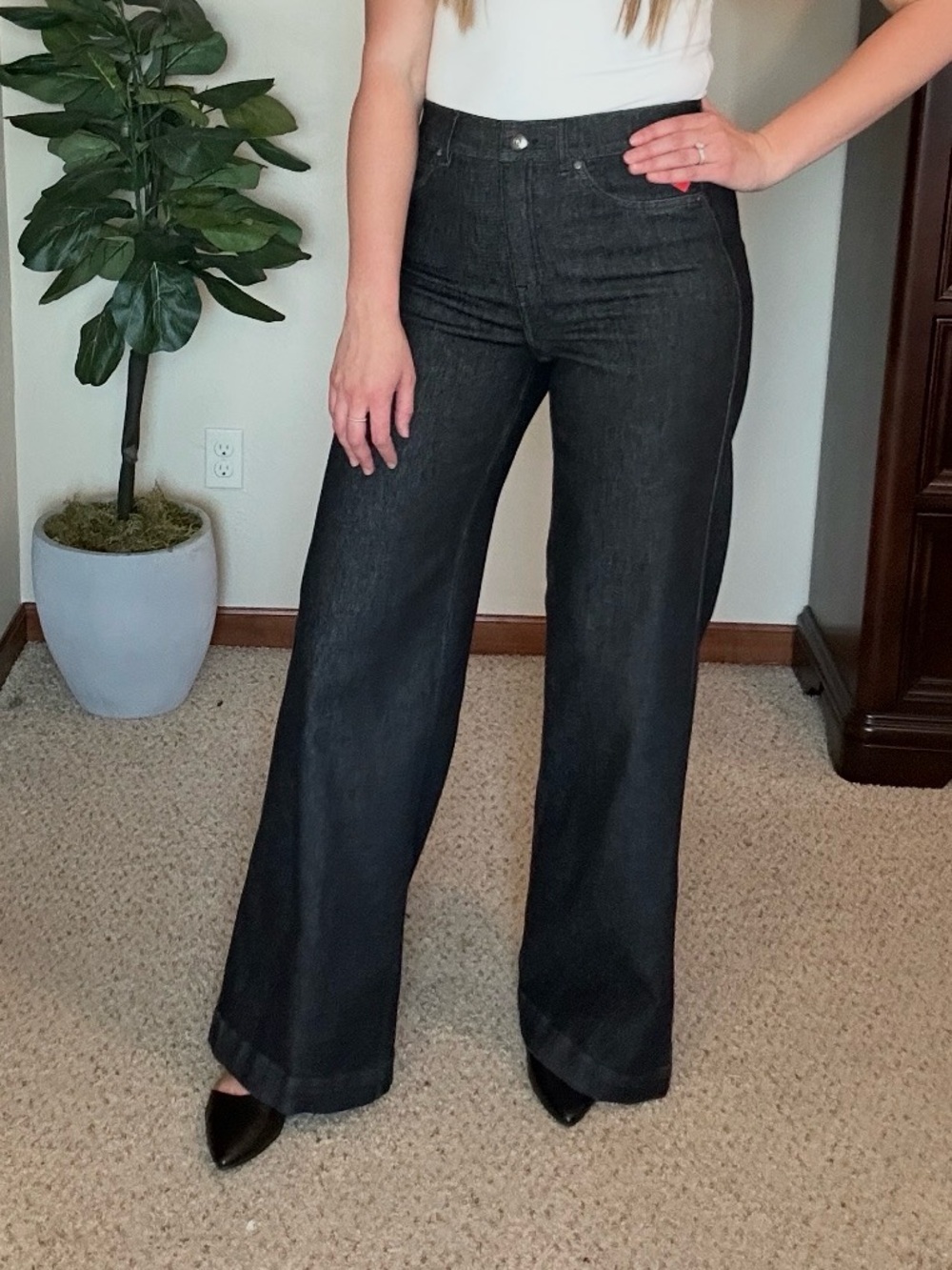 SPANX Dark Denim Wide Leg Pants